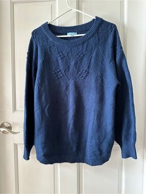 Penmans Denim Blue Diamond Cable Knit Crewneck Sweater Size XL